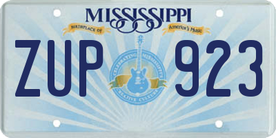 MS license plate ZUP923