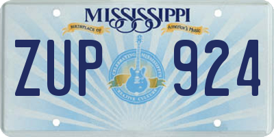 MS license plate ZUP924