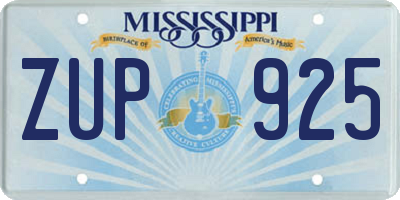 MS license plate ZUP925