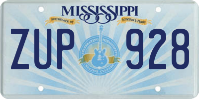 MS license plate ZUP928