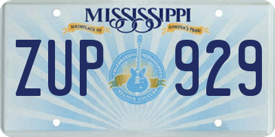 MS license plate ZUP929