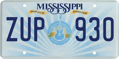 MS license plate ZUP930