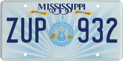 MS license plate ZUP932