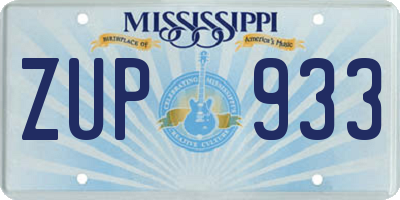 MS license plate ZUP933