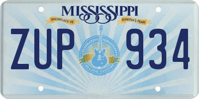 MS license plate ZUP934