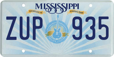 MS license plate ZUP935