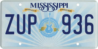 MS license plate ZUP936
