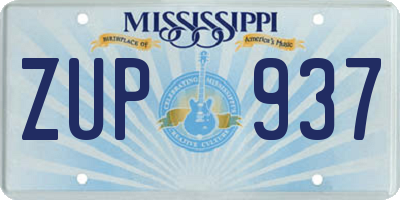 MS license plate ZUP937