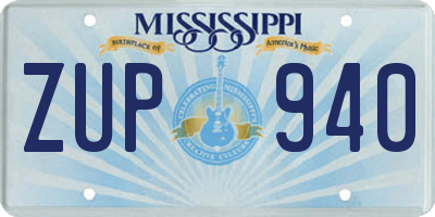 MS license plate ZUP940