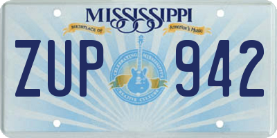 MS license plate ZUP942
