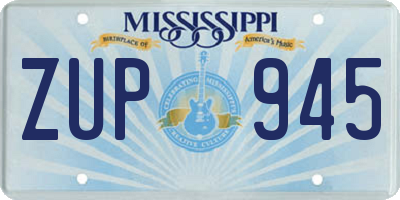 MS license plate ZUP945