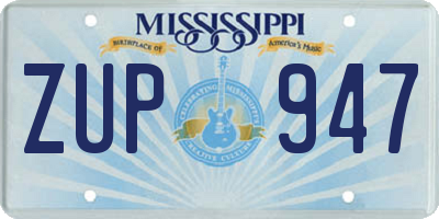 MS license plate ZUP947