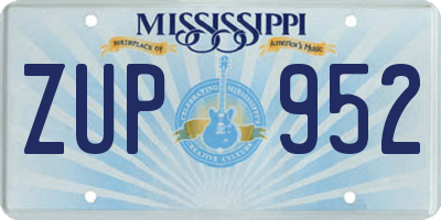 MS license plate ZUP952