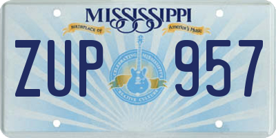 MS license plate ZUP957