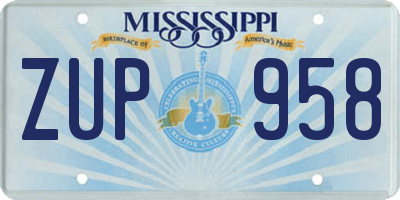 MS license plate ZUP958