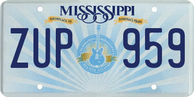 MS license plate ZUP959