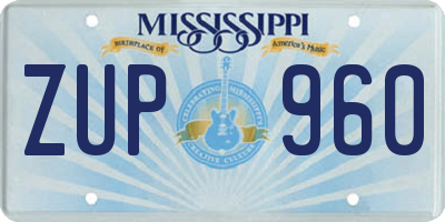 MS license plate ZUP960