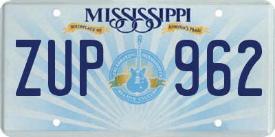 MS license plate ZUP962