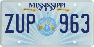 MS license plate ZUP963