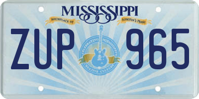 MS license plate ZUP965