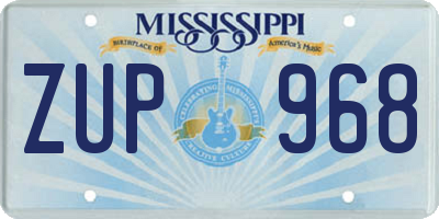 MS license plate ZUP968