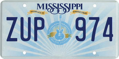 MS license plate ZUP974