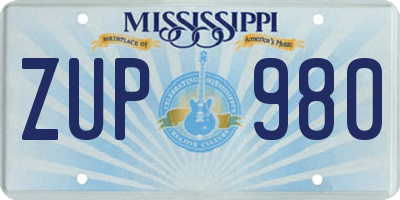 MS license plate ZUP980