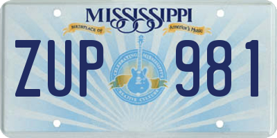 MS license plate ZUP981