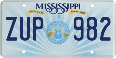 MS license plate ZUP982