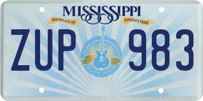 MS license plate ZUP983