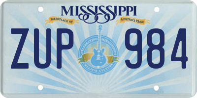 MS license plate ZUP984