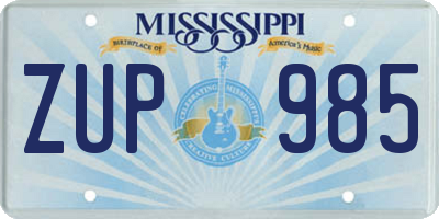 MS license plate ZUP985