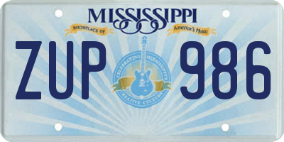 MS license plate ZUP986