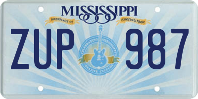 MS license plate ZUP987