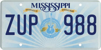 MS license plate ZUP988
