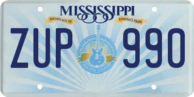 MS license plate ZUP990