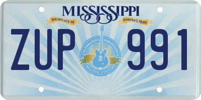 MS license plate ZUP991