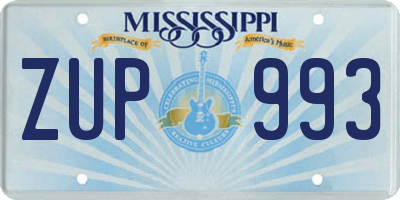 MS license plate ZUP993