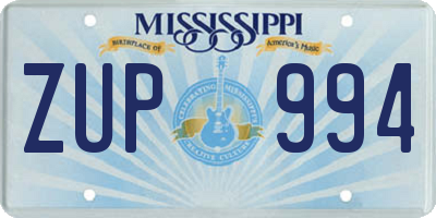 MS license plate ZUP994