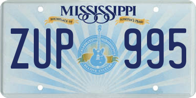 MS license plate ZUP995