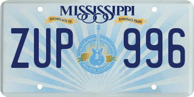 MS license plate ZUP996