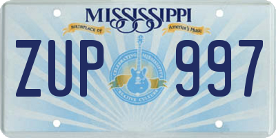 MS license plate ZUP997