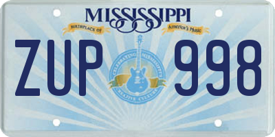 MS license plate ZUP998