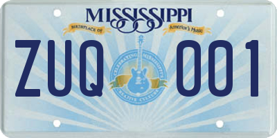 MS license plate ZUQ001