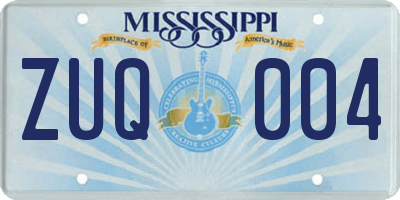 MS license plate ZUQ004