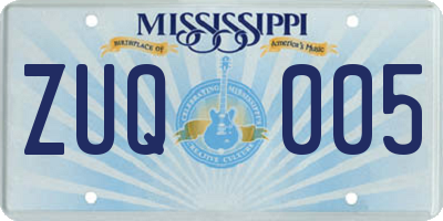 MS license plate ZUQ005