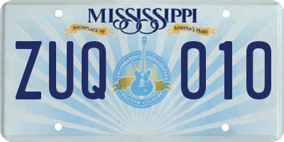 MS license plate ZUQ010