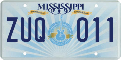 MS license plate ZUQ011