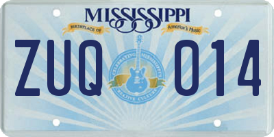 MS license plate ZUQ014