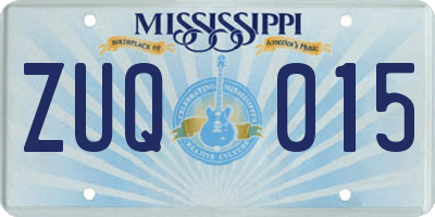 MS license plate ZUQ015
